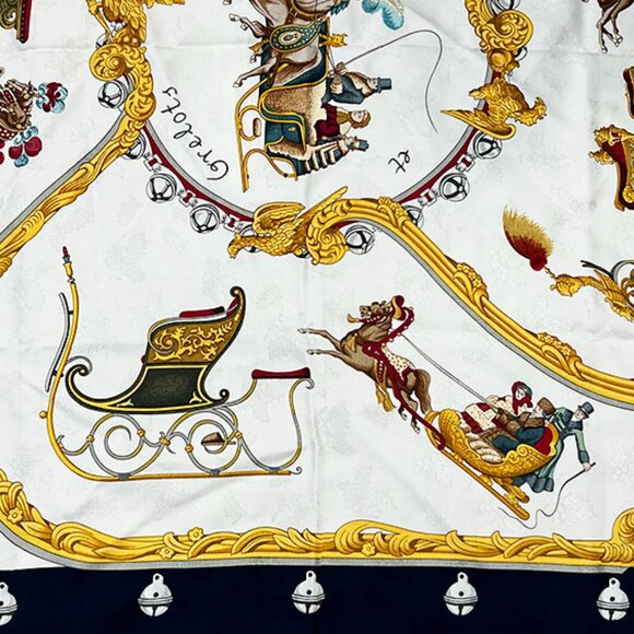 Hermès Scarf Plumes Et Grelots Jacquard 100% Silk 90 - Picture 7 of 11